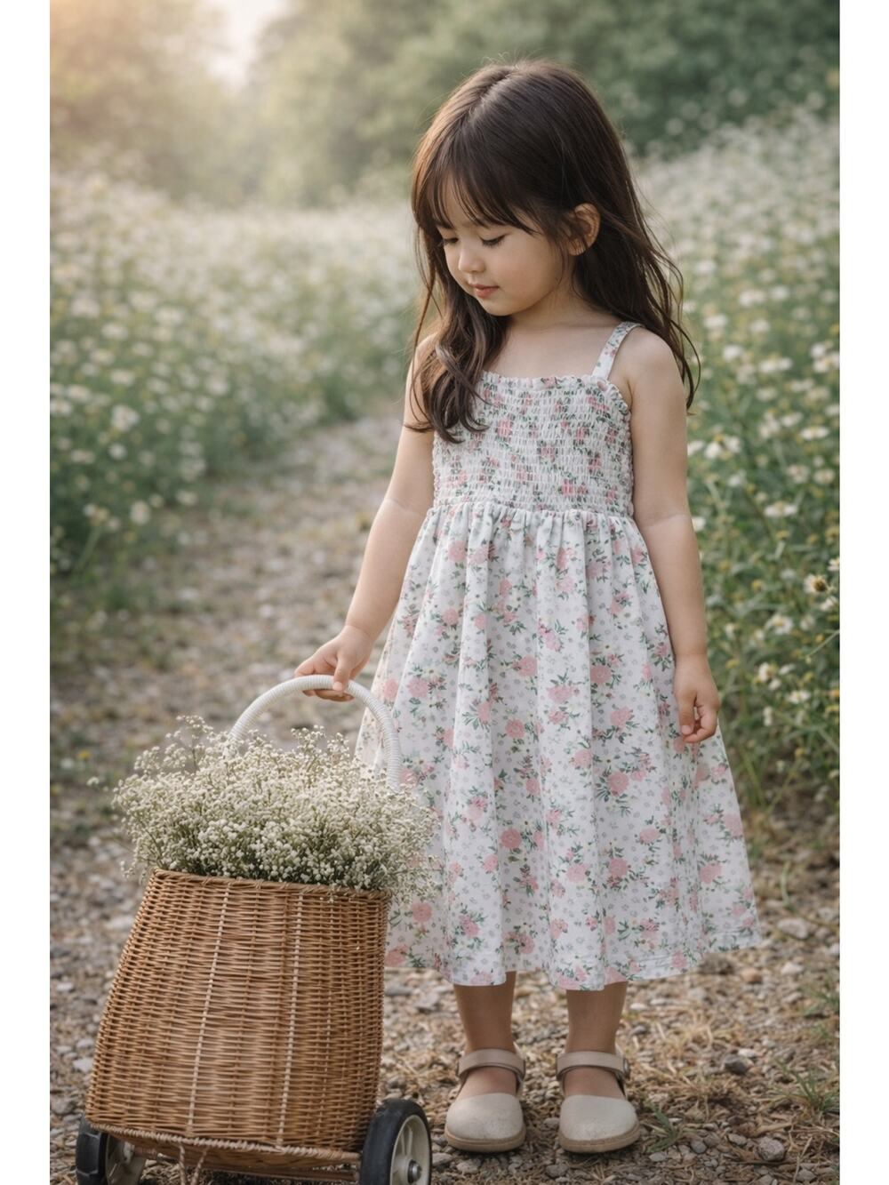 Meadowsweet Blooming Floral Smocked Babydoll Dress 4